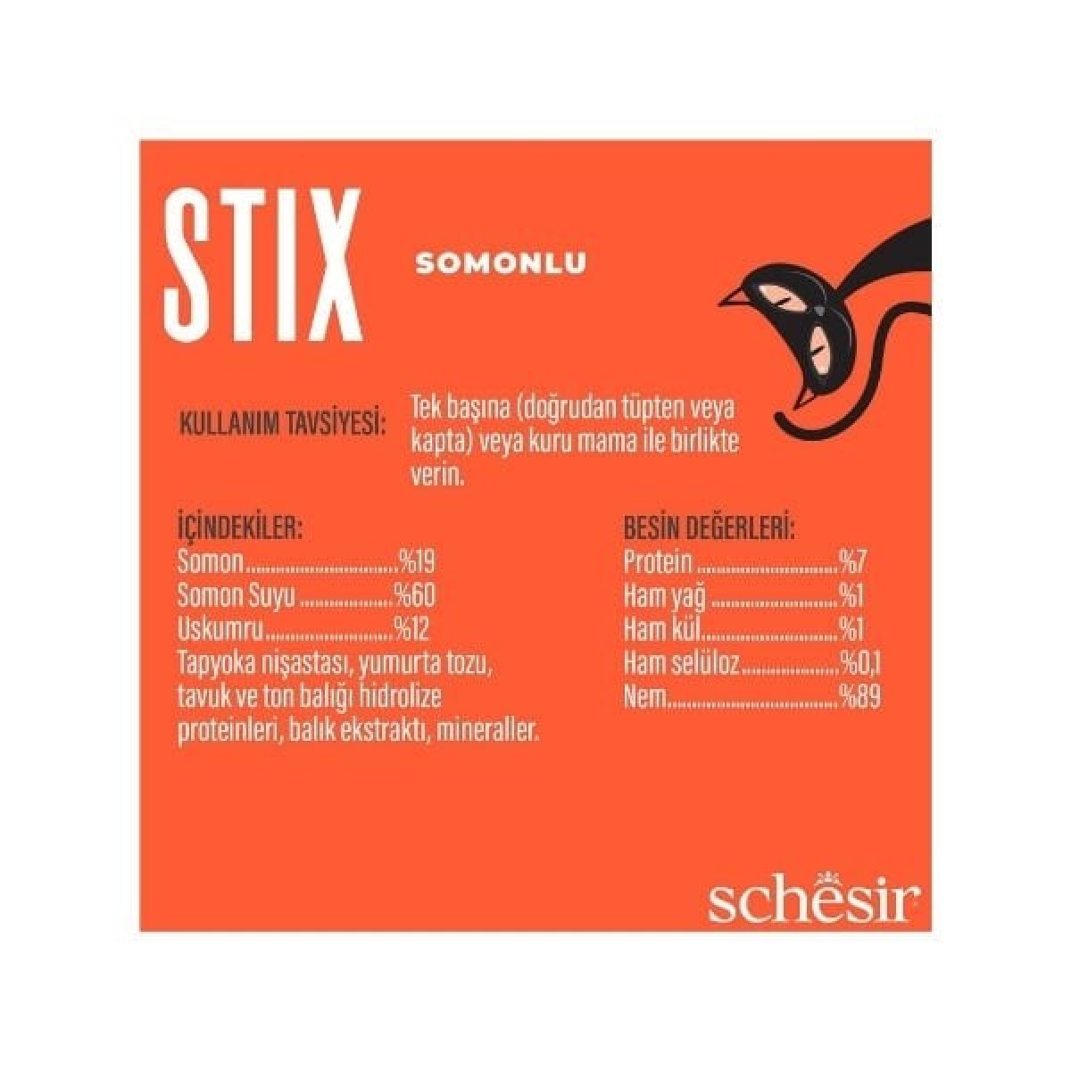 Schesir Cat Stick Somonlu Sıvı Kedi Ödül Maması 1 Adet 6x15 Gr