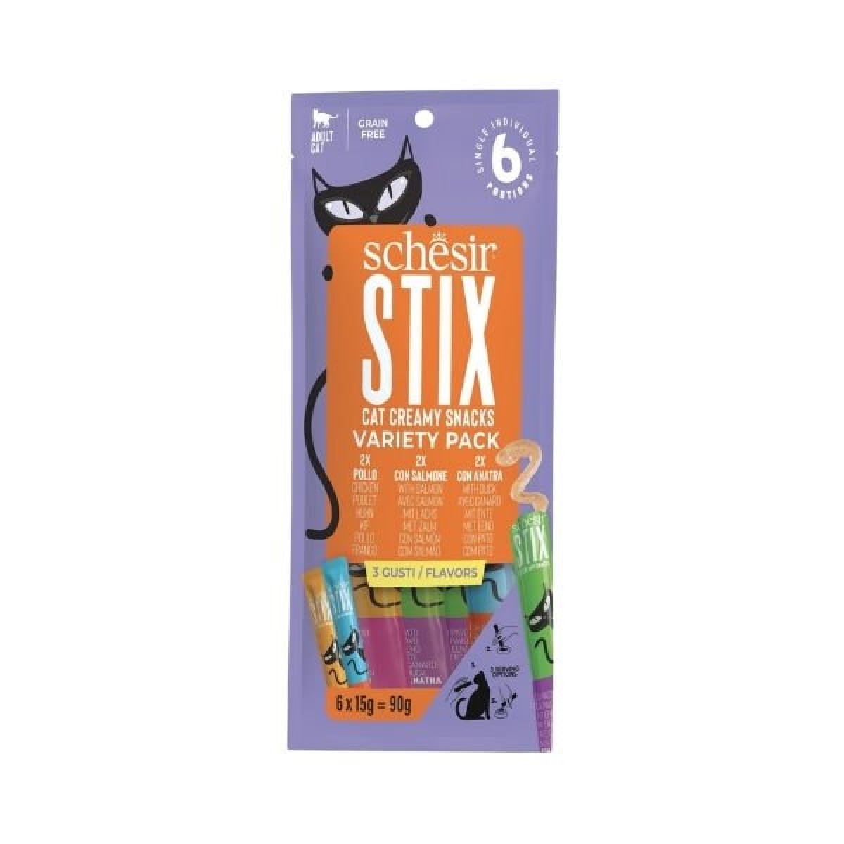 Schesir Cat Stick Karışık Lezzetli Sıvı Kedi Ödül Maması 1 Adet 6x15 Gr