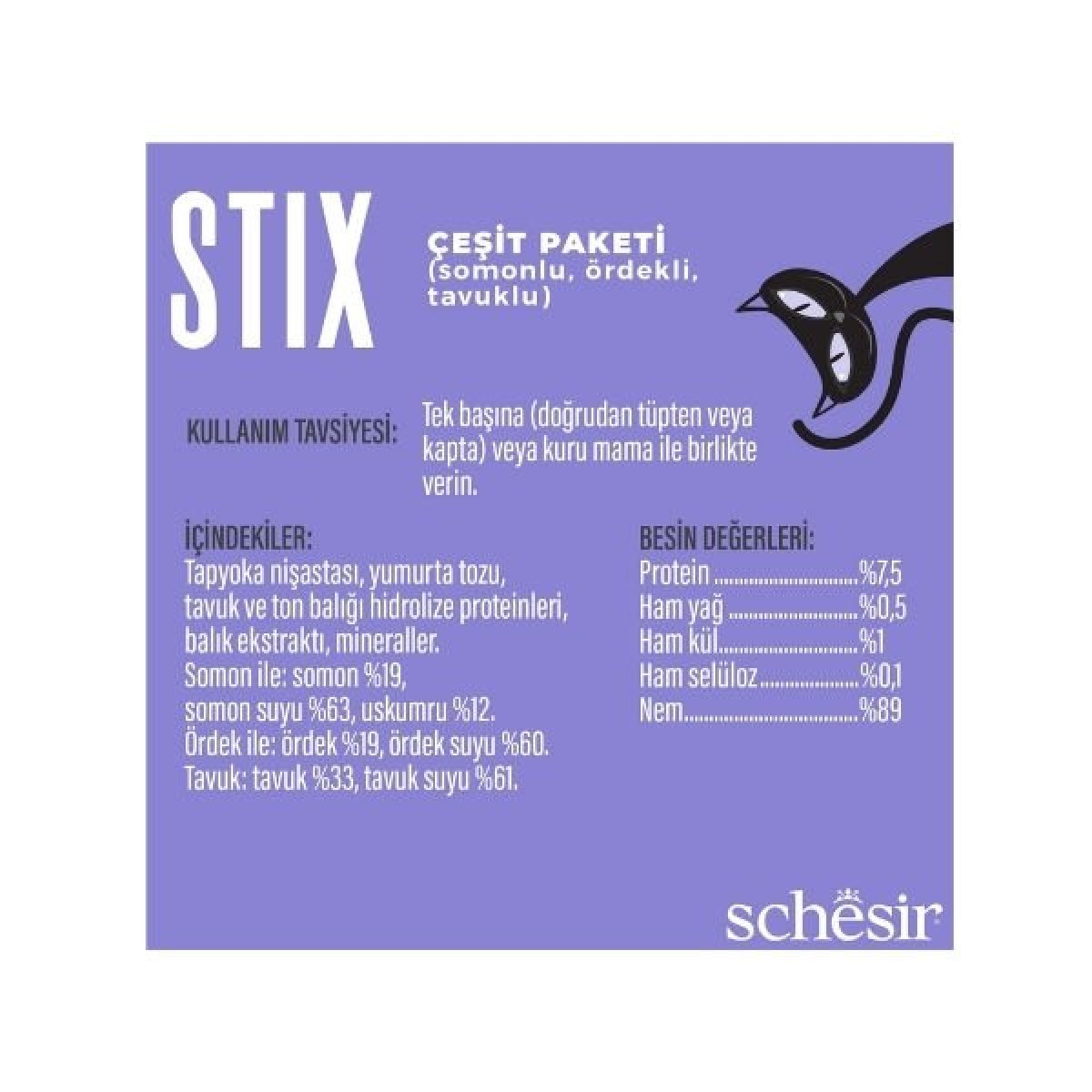 Schesir Cat Stick Karışık Lezzetli Sıvı Kedi Ödül Maması 1 Adet 6x15 Gr