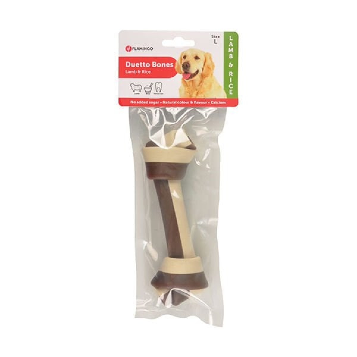 Flamingo Duetto Bones Kuzu Etli ve Pirinçli Köpek Kemik Ödülü 1 Adet Large