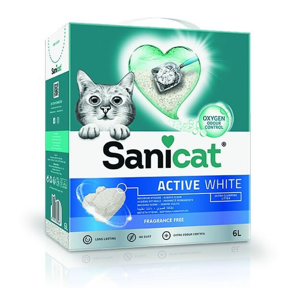 Sanicat Active White Ultra Topaklanan Doğal Kedi Kumu 1 Adet 6 Lt