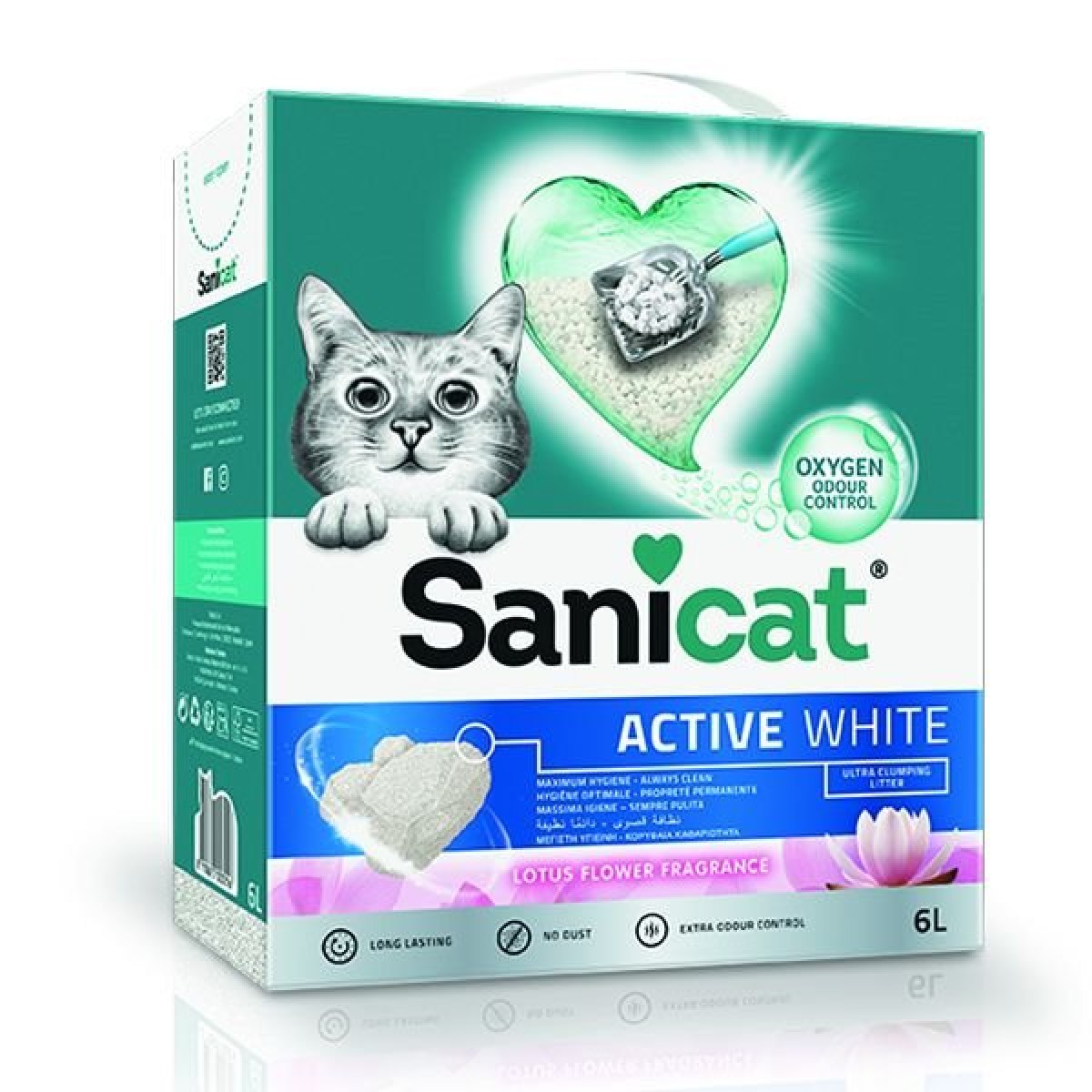 Sanicat Active White Lotus Çiçeği Kokulu Doğal Kedi Kumu 1 Adet 6 Lt