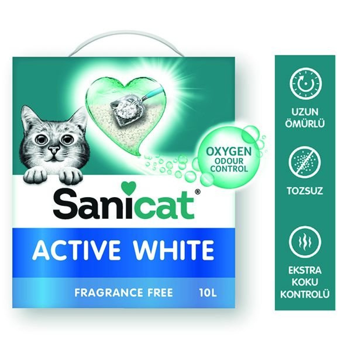 Sanicat Active White Ultra Topaklanan Doğal Kedi Kumu 1 Adet 10 Lt