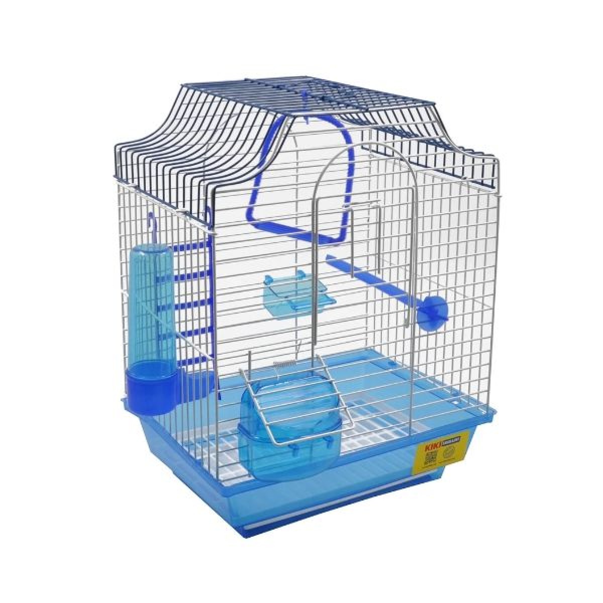 Kiki Excellent Beşgen Çatılı Tek Kapılı Muhabbet Kuşu Kafesi Renkli 36x28x21 Cm