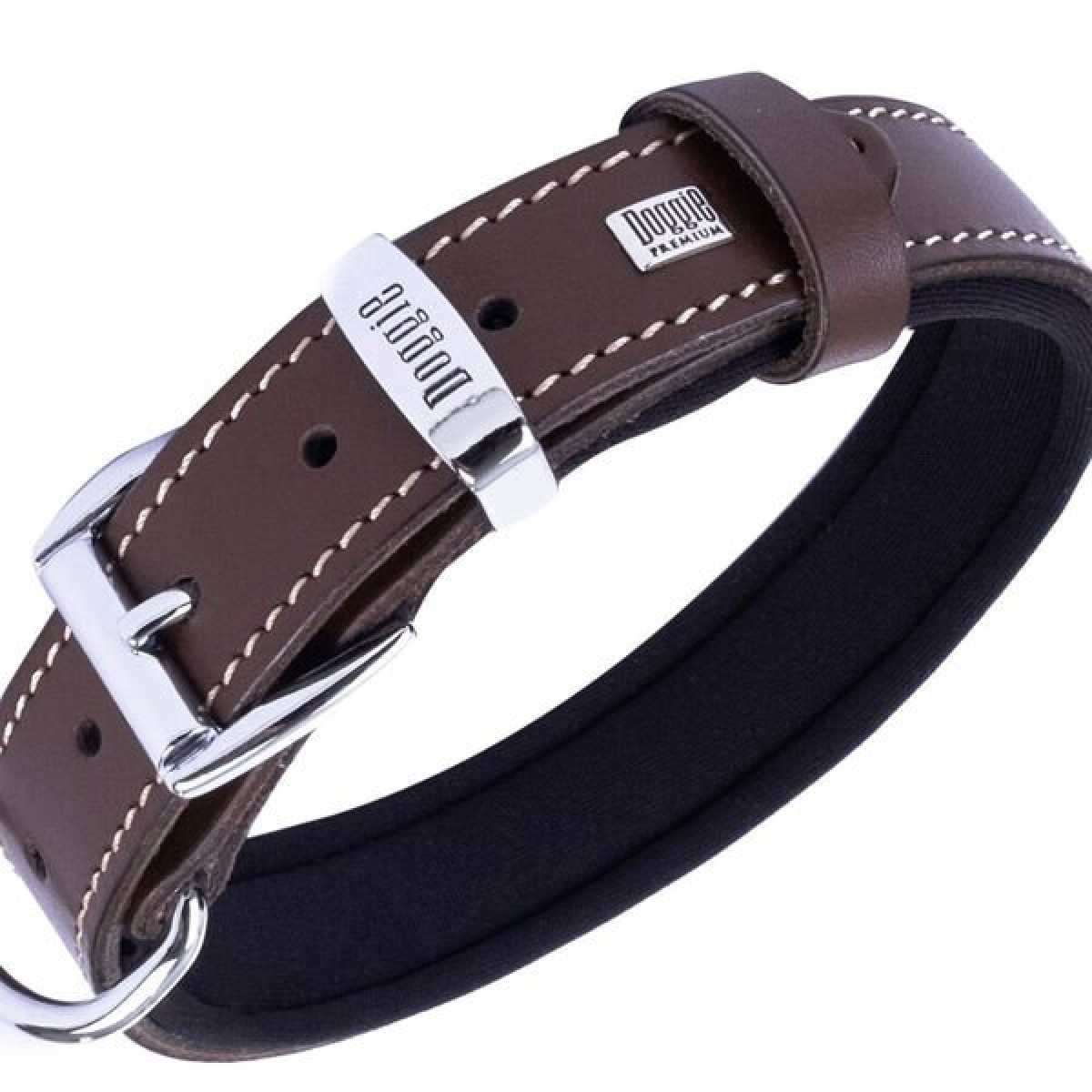 Doggie Comfort Deri Kemik Süslü Köpek Boyun Tasması Medium Kahverengi 2.5x37-45 Cm