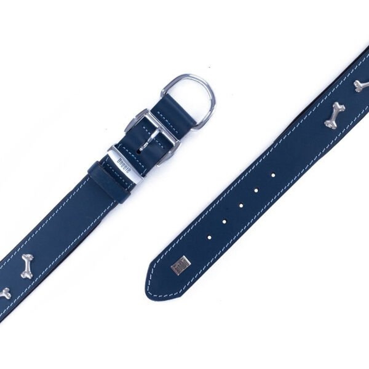 Doggie Comfort Deri Kemik Süslü Köpek Boyun Tasması Large Mavi 4x57-65 Cm