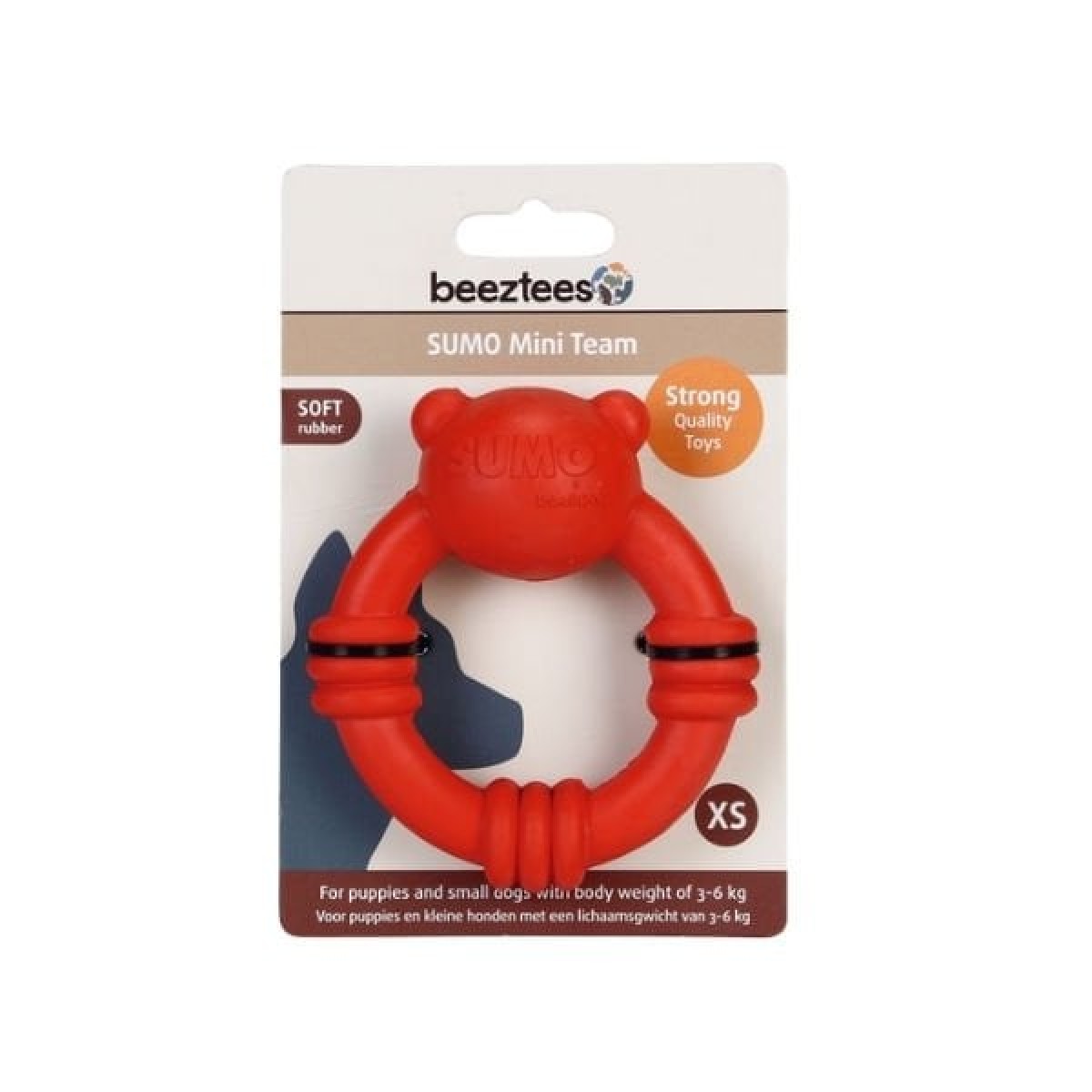 Beeztees Sumo Mini Dental Halka Şeklinde Kauçuk Köpek Oyuncağı Xsmall Kırmızı 10 Cm