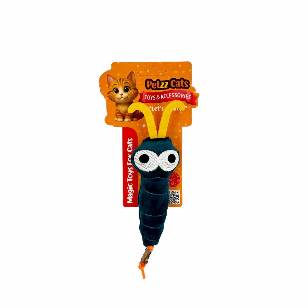 PetzzCats July Matatabi ve Çıngırak Sesli Peluş Kedi Oyuncağı Yeşil 20x7 Cm