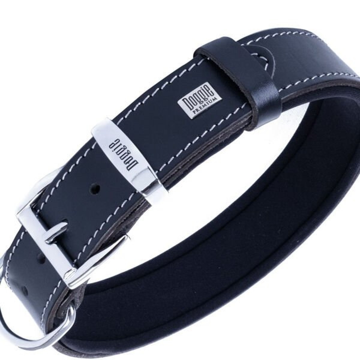 Doggie Comfort Deri Pati Desenli Köpek Boyun Tasması Large Siyah 3.5x52-60 Cm