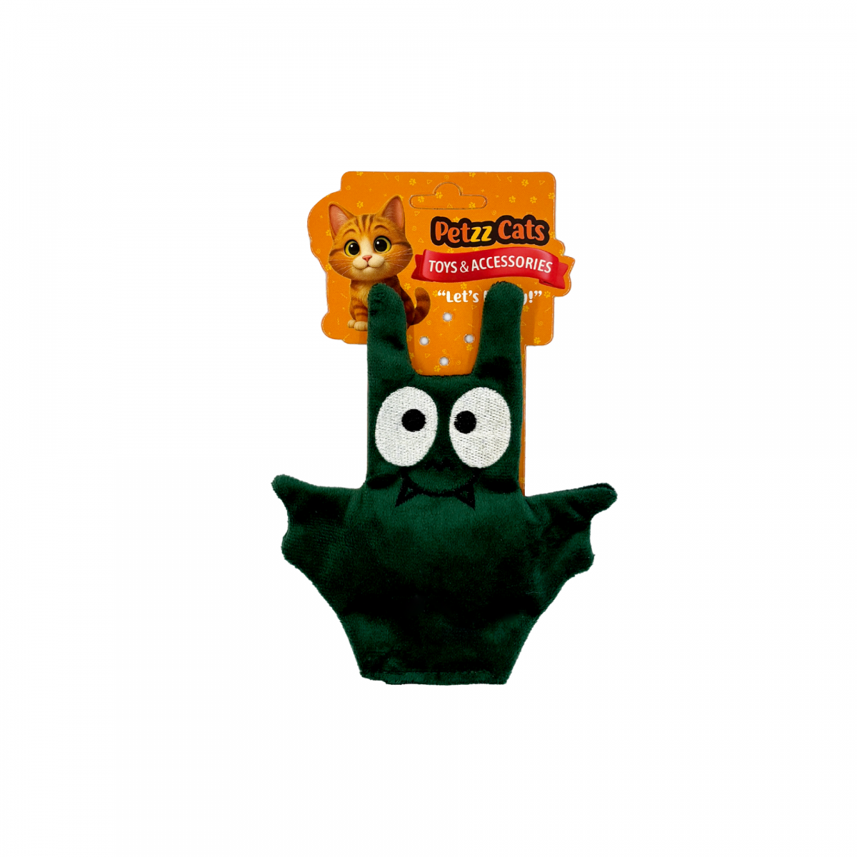 PetzzCats Baty Matatabi ve Çıngırak Sesli Peluş Kedi Oyuncağı Yeşil 15x12 Cm