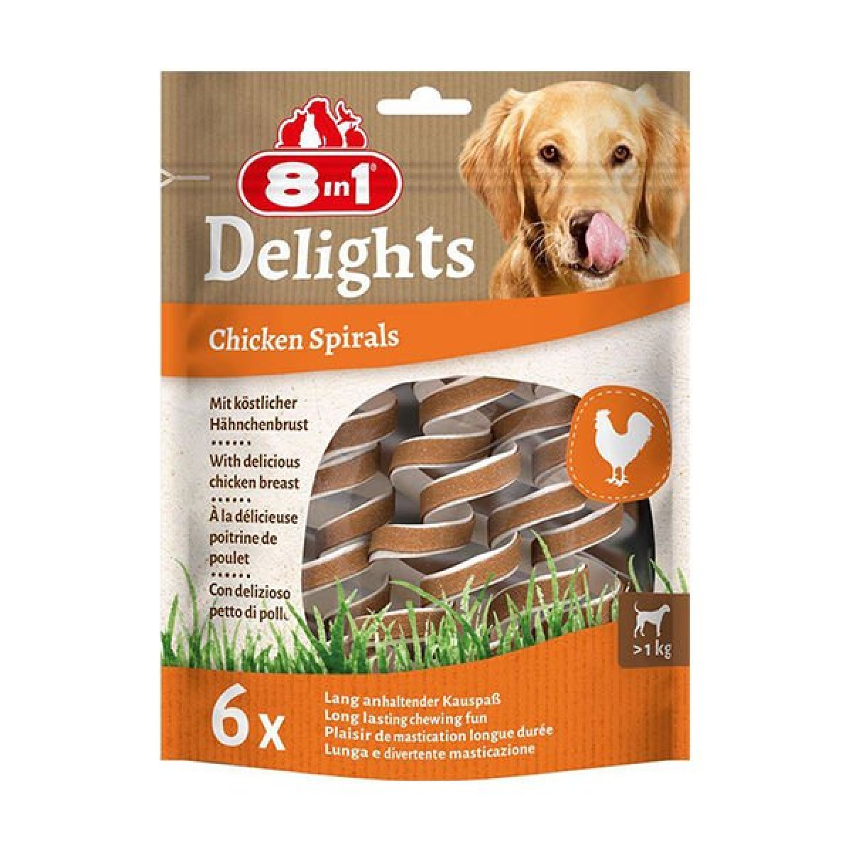 8in1 Delights Smart Spirals Tavuklu Burgu Köpek Ödülü 1 Adet 6x60 Gr