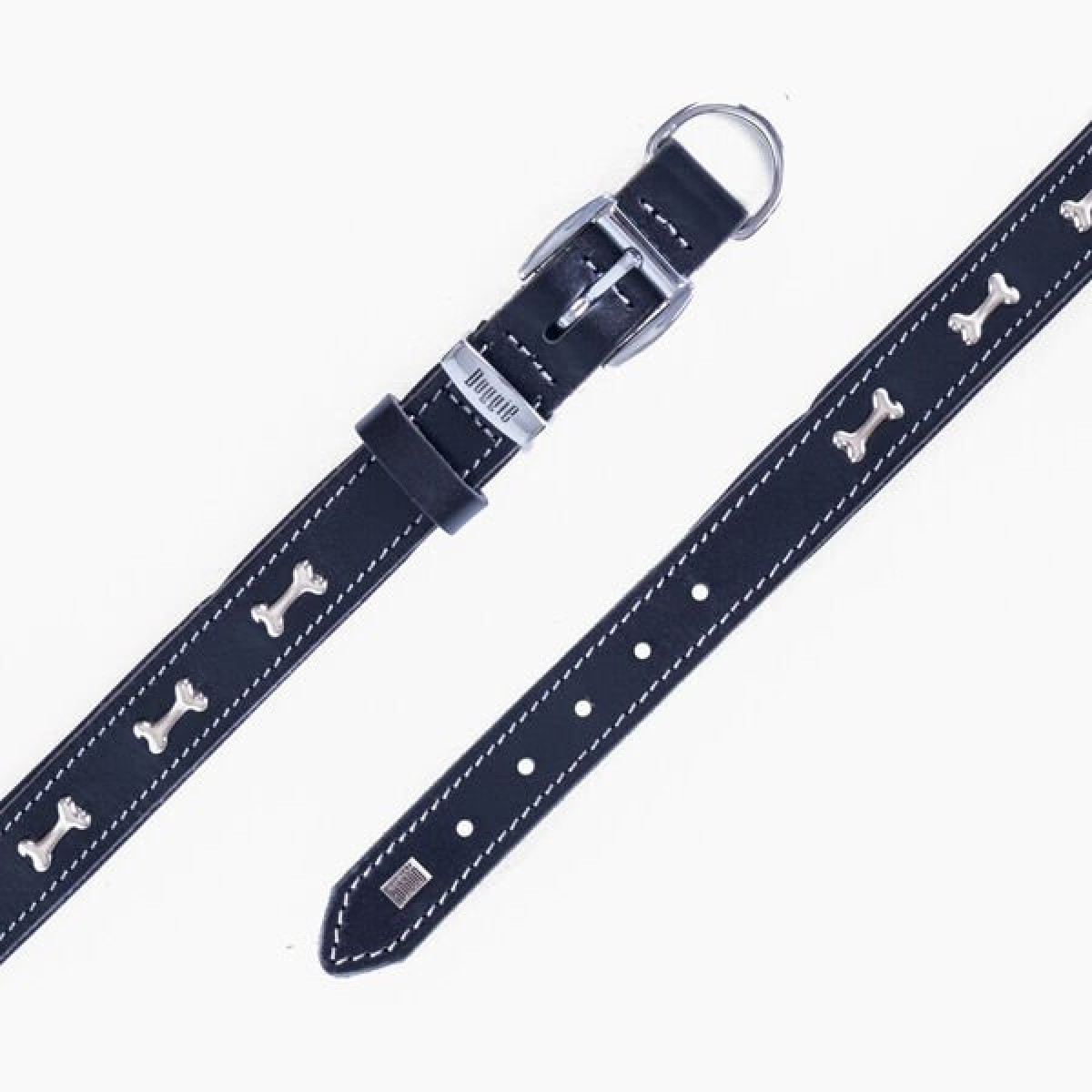 Doggie Comfort Deri Kemik Süslü Köpek Boyun Tasması Medium Siyah 2.5x37-45 Cm