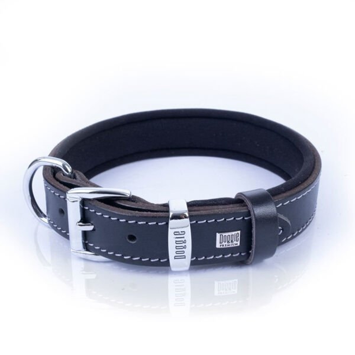 Doggie Comfort Deri Nazar Boncuklu Köpek Boyun Tasması Medium Siyah 2.5x37-45 Cm