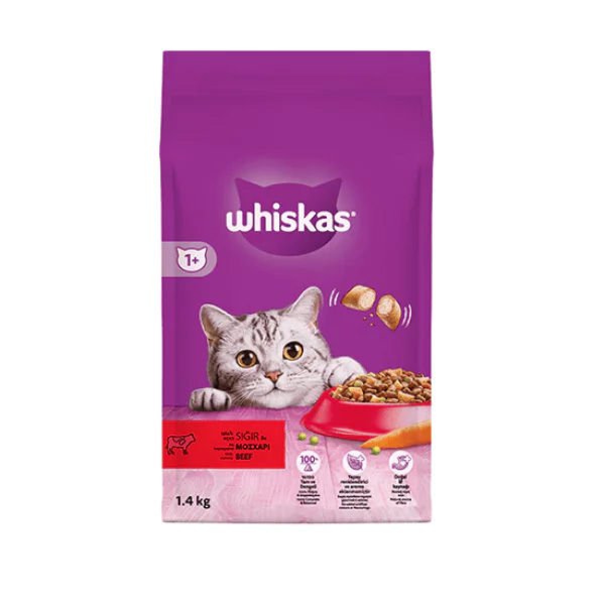 Whiskas Biftekli ve Havuçlu Yetişkin Kedi Maması 1.4 Kg