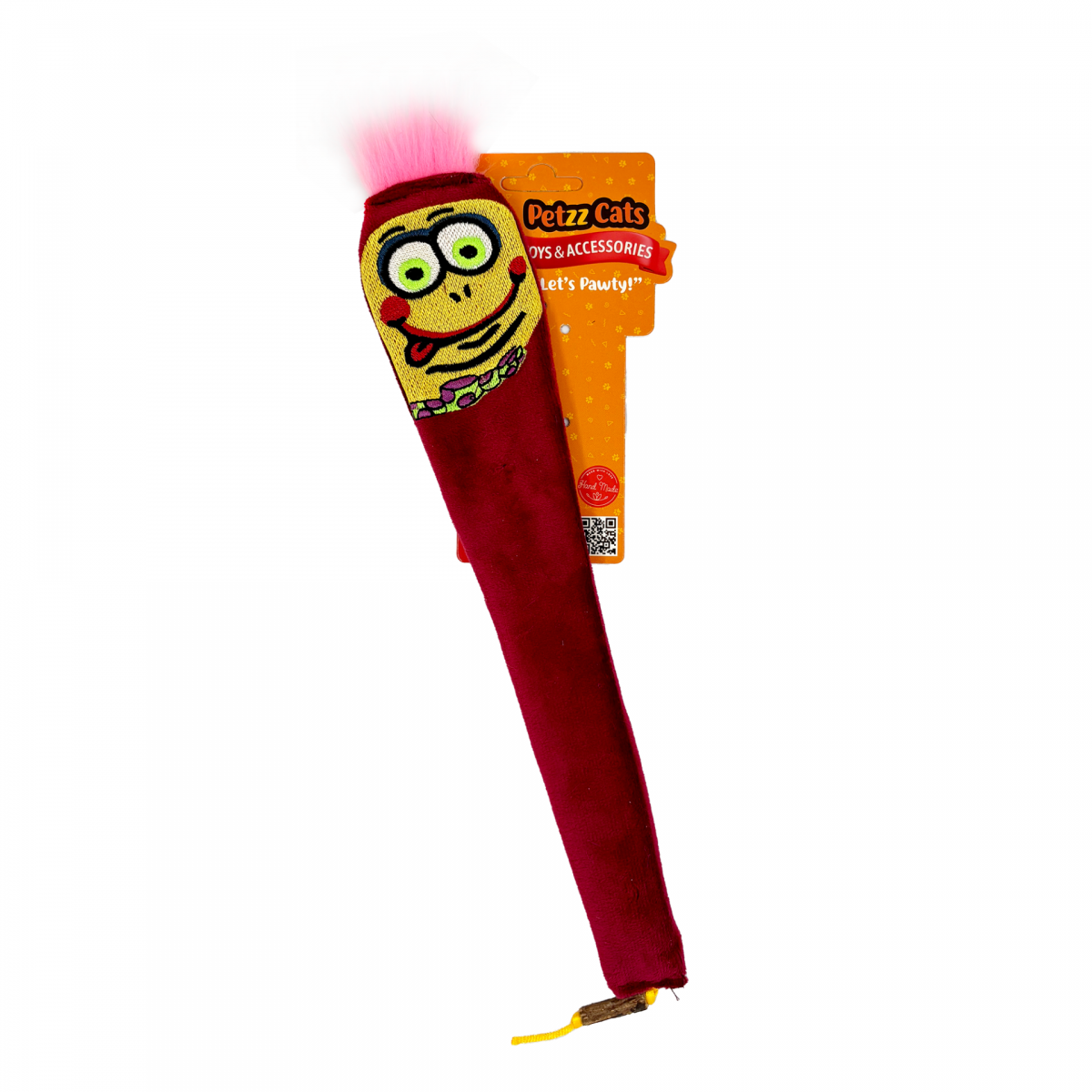 PetzzCats Crazy Matatabi ve Çıngırak Sesli Peluş Kedi Oyuncağı Bordo 36x6 Cm