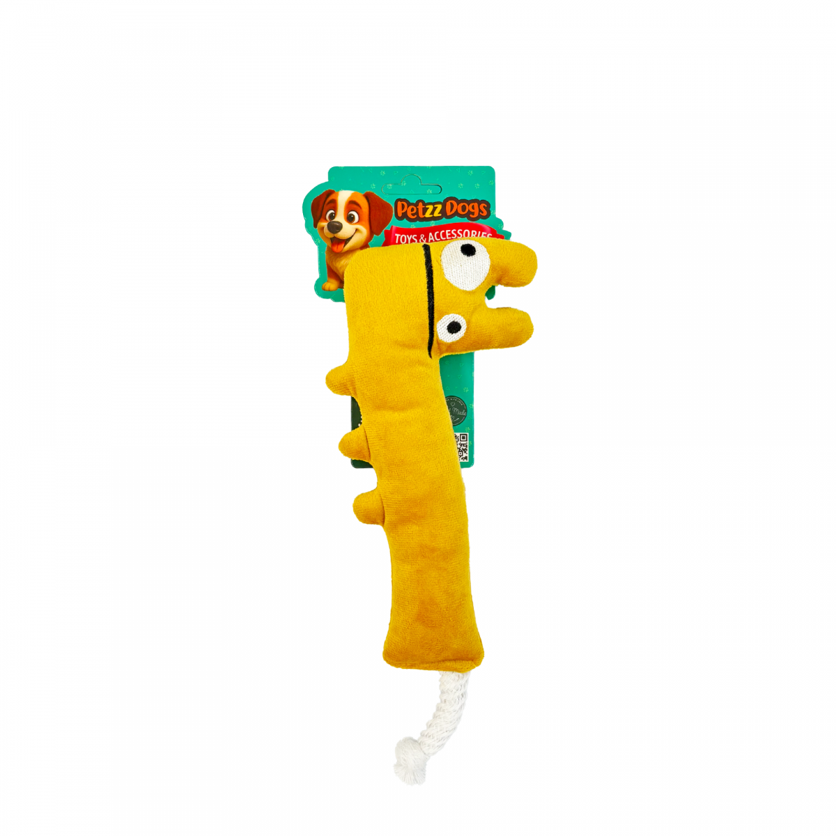 PetzzDogs Donk Sesli Dayanıklı Peluş Köpek Çiğneme Oyuncağı Sarı 34x11 Cm