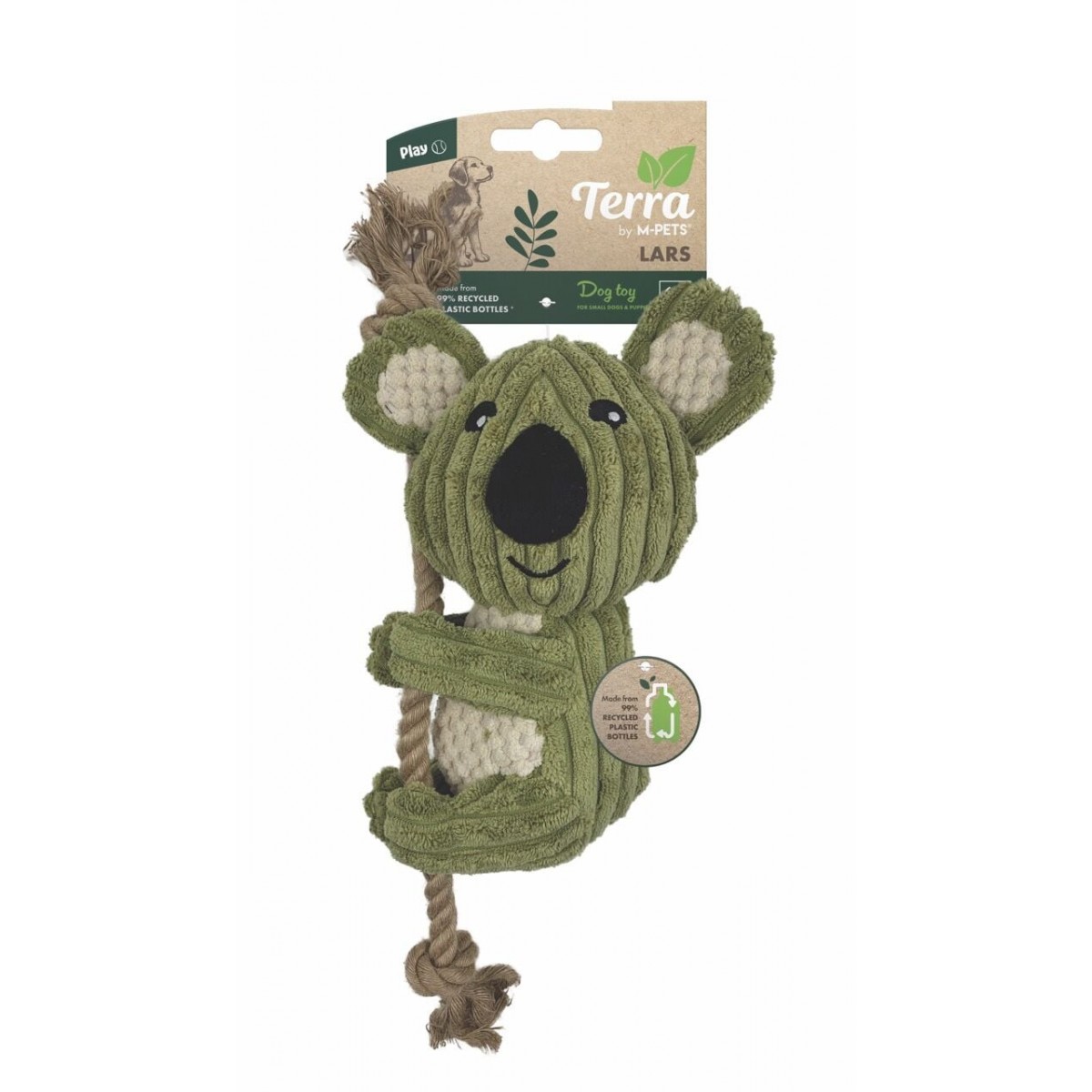 M-Pets Lars Kuala Peluş Kedi ve Köpek Oyuncağı 34x11x7 Cm Gri/Yeşil