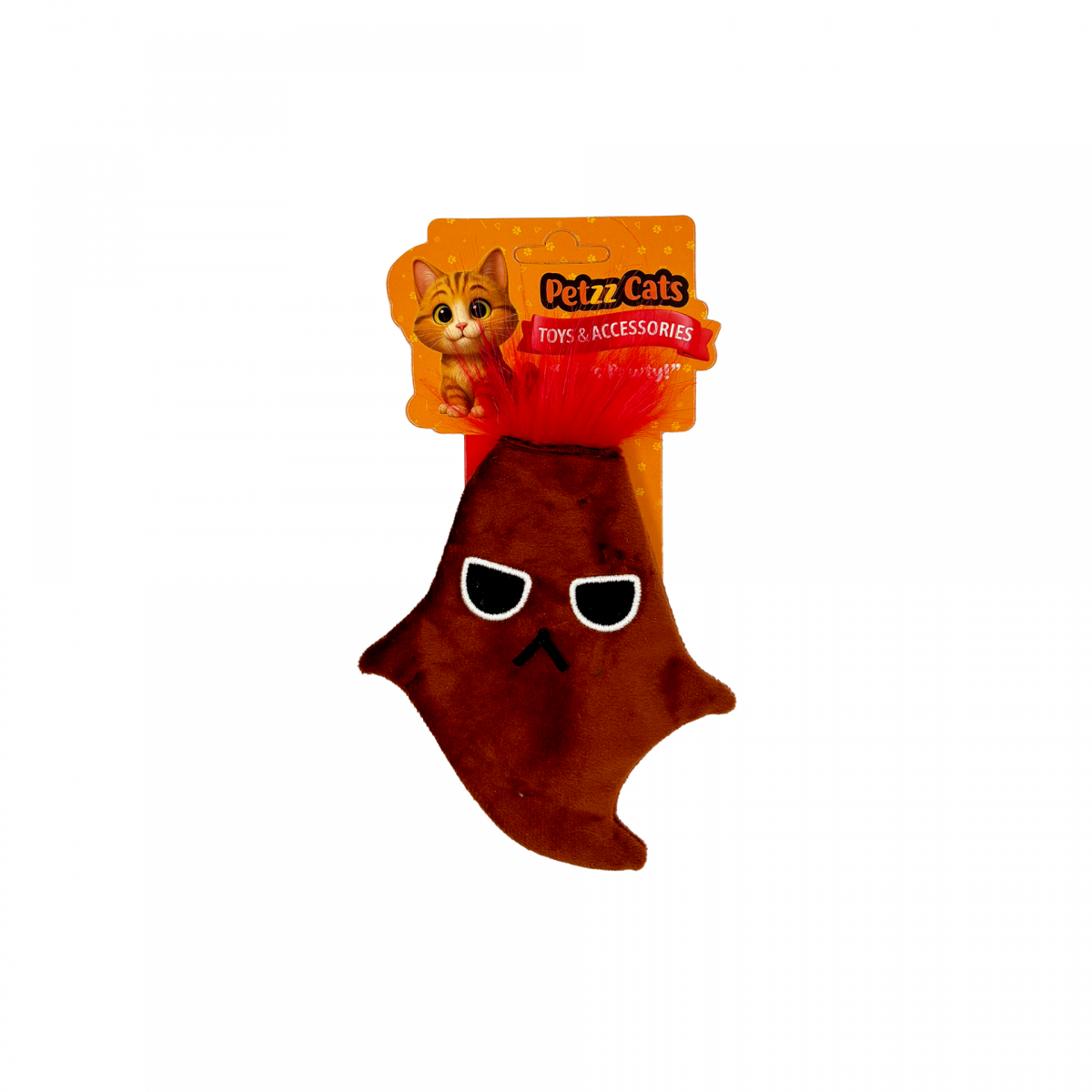 PetzzCats Ghost Matatabi ve Çıngırak Sesli Peluş Kedi Oyuncağı Kahverengi 16x12 Cm