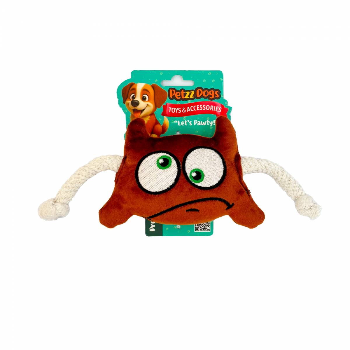 PetzzDogs Two Eyes Sesli Dayanıklı Peluş Köpek Çiğneme Oyuncağı Kahverengi 19x19 Cm