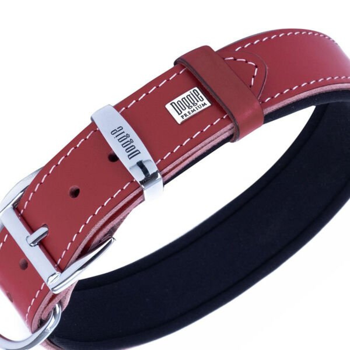 Doggie Comfort Deri Kemik Desenli Köpek Boyun Tasması Large Kırmızı 4x57-65 Cm