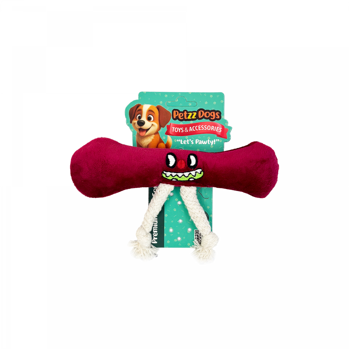 PetzzDogs Fury Sesli Dayanıklı Peluş Köpek Çiğneme Oyuncağı Bordo 11x7,5 Cm