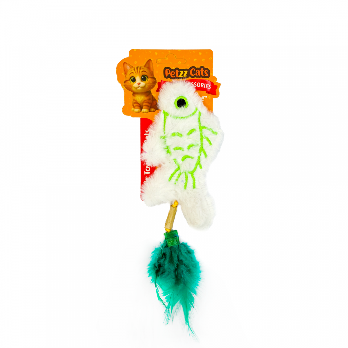 PetzzCats Fish Matatabi ve Çıngırak Sesli Peluş Kedi Oyuncağı Beyaz 20x8 Cm