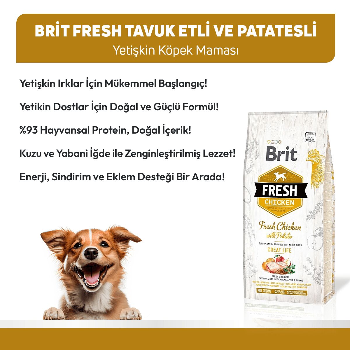 Brit Fresh Tavuk ve Patatesli Yetişkin Köpek Maması 12 Kg