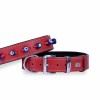Doggie Comfort Deri Nazar Boncuklu Köpek Boyun Tasması Medium Kırmızı 3.5x47-55 Cm
