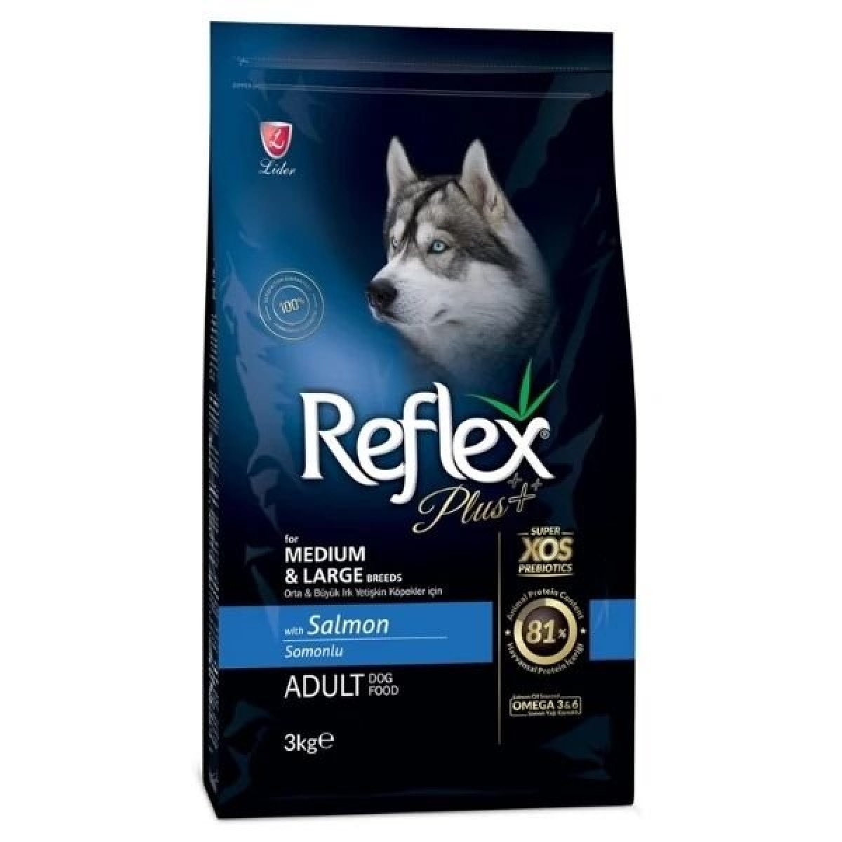 Reflex Plus Somonlu Orta ve Büyük Irk Yetişkin Köpek Maması 3 Kg