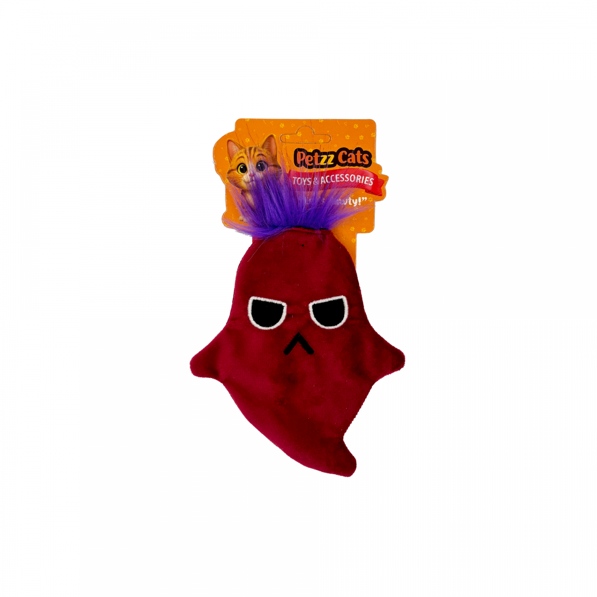 PetzzCats Ghost Matatabi ve Çıngırak Sesli Peluş Kedi Oyuncağı Bordo 16x12 Cm