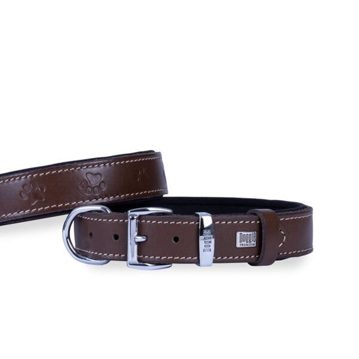 Doggie Comfort Deri Pati Desenli Köpek Boyun Tasması Medium Kahverengi 2.5x37-45 Cm