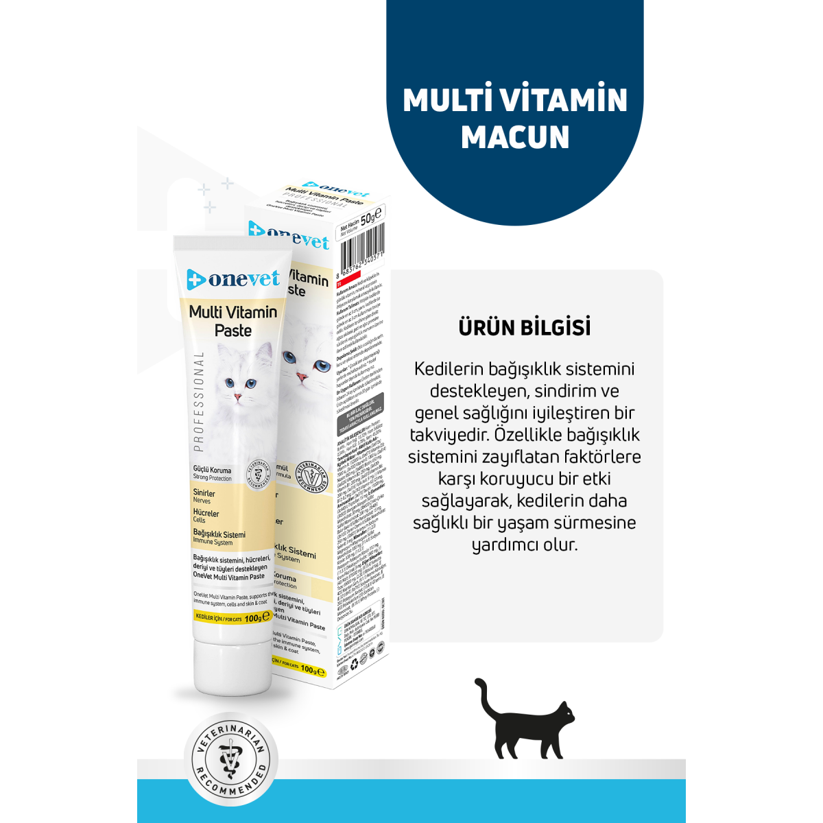 OneVet Multi Vitamin Paste Bağışıklık Destekleyici Kedi Maltı 100 Gr