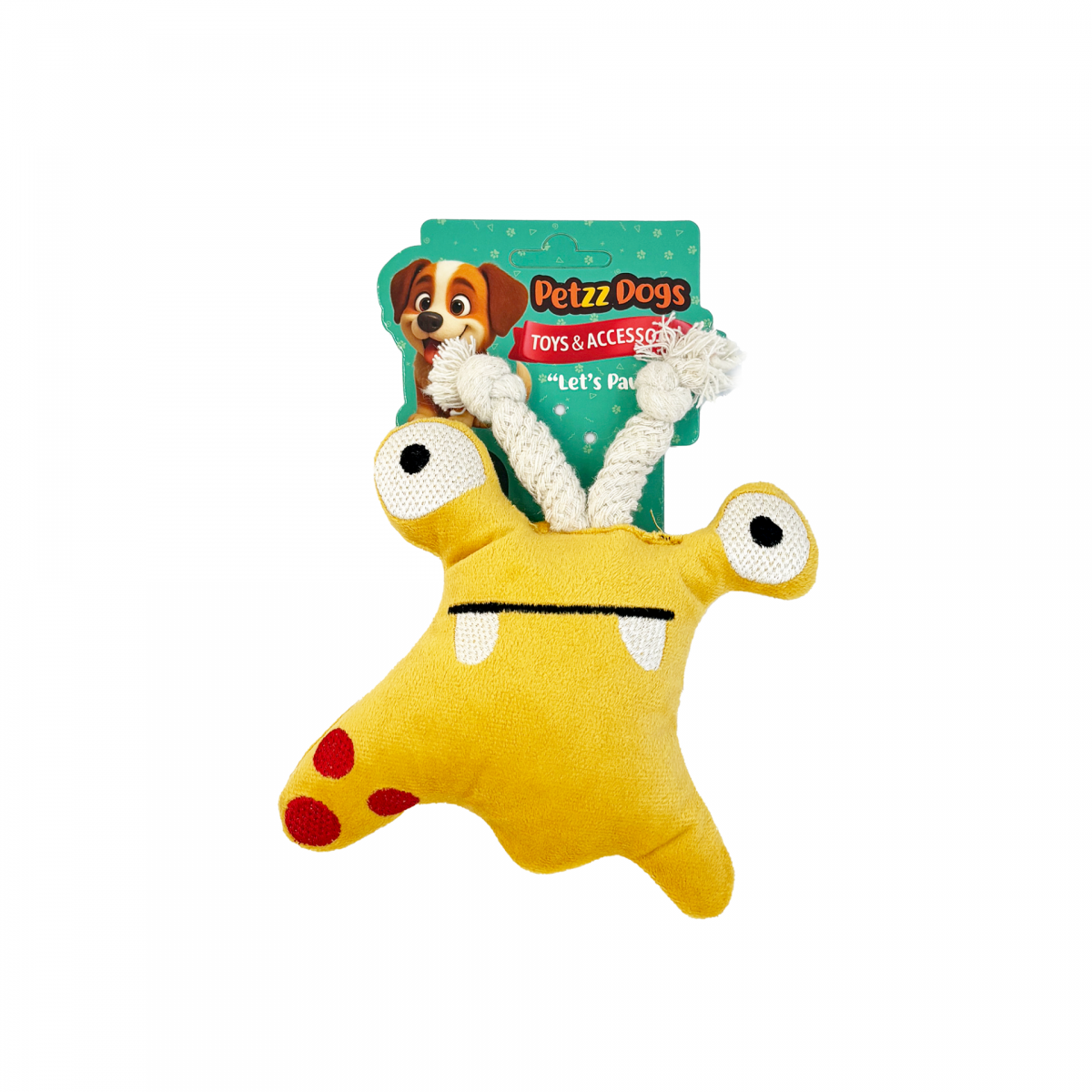 PetzzDogs Kırpık Sesli Dayanıklı Peluş Köpek Çiğneme Oyuncağı Sarı 16x14 Cm