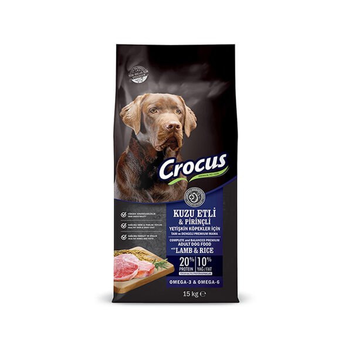 Crocus Kuzu Etli ve Pirinçli Yetişkin Köpek Maması 15 Kg