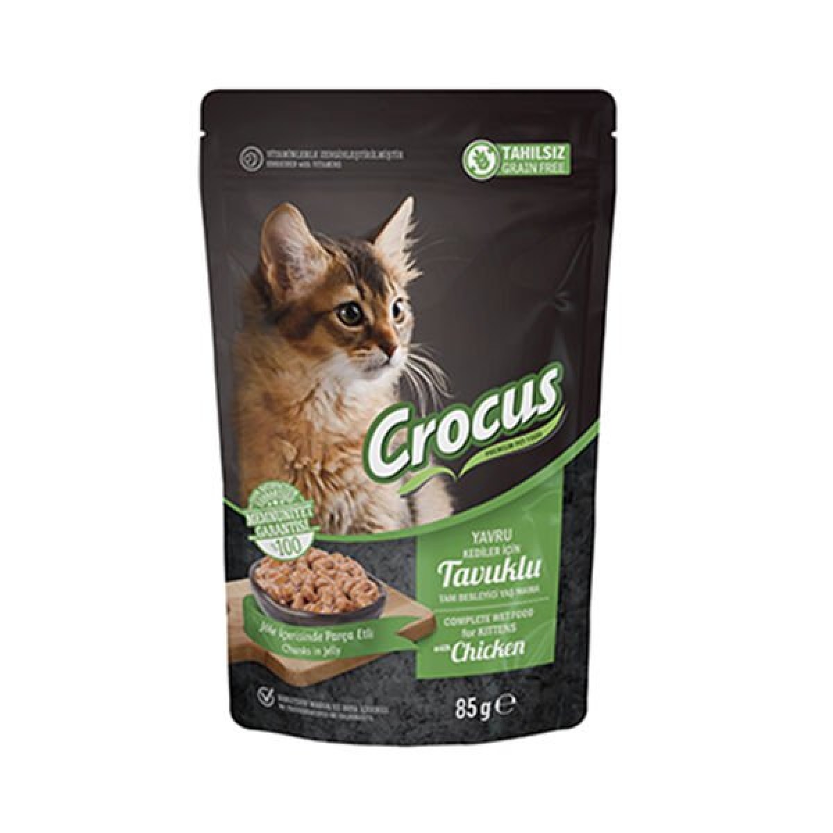 Crocus Tahılsız Pouch Jöleli Tavuklu Yavru Konserve Kedi Maması 1 Adet 85 Gr