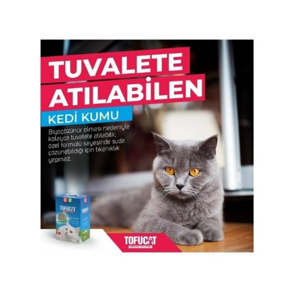 TofuCat Tuvalete Atılabilen Koku Hapsedeci Topaklanan Doğal Kedi Kumu 1 Adet 8 Lt