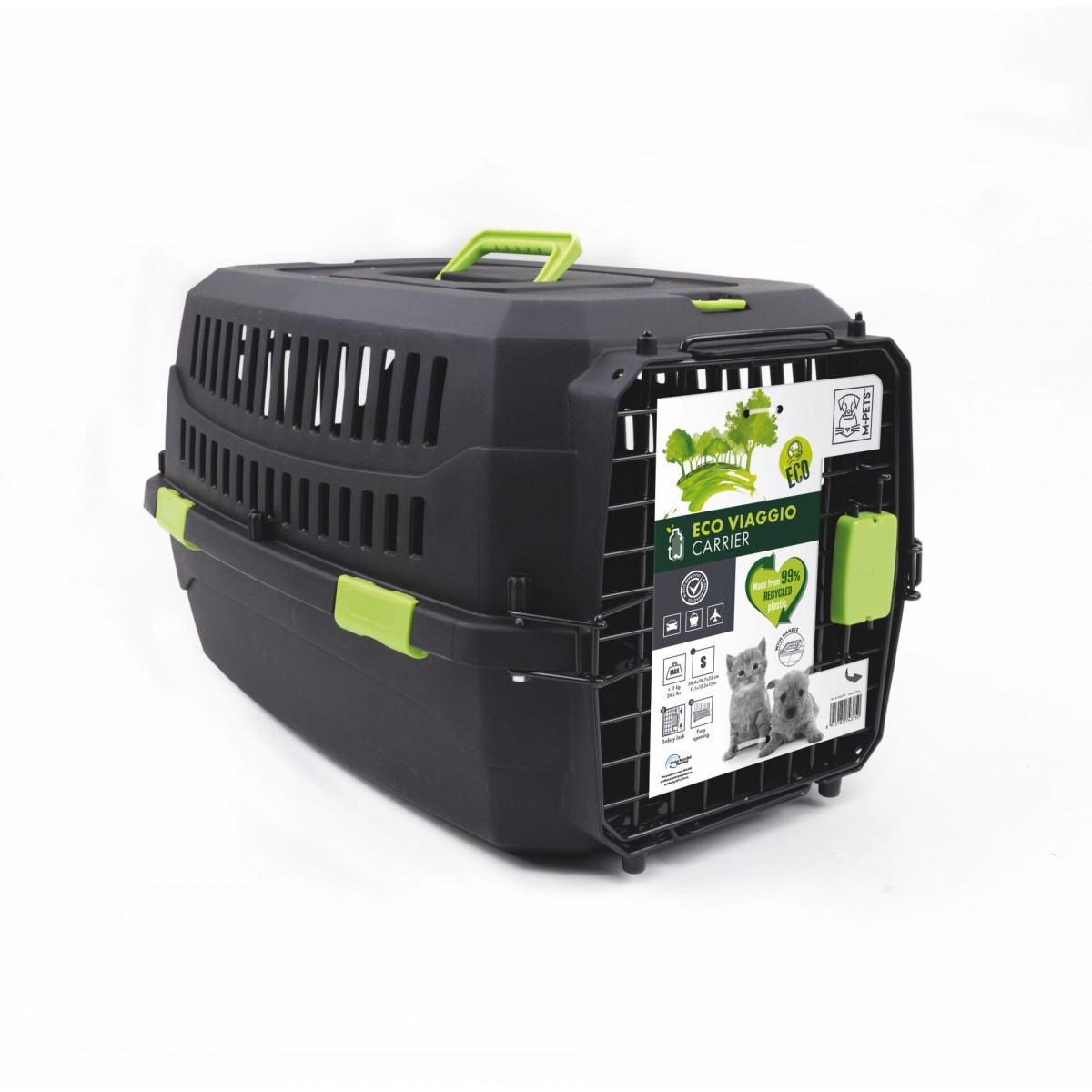 M-Pets Eco Viaggio Carrier Lata Kedi ve Küçük Irk Köpek Taşıma Çantası 58.4x38.7x33 Cm Siyah Small