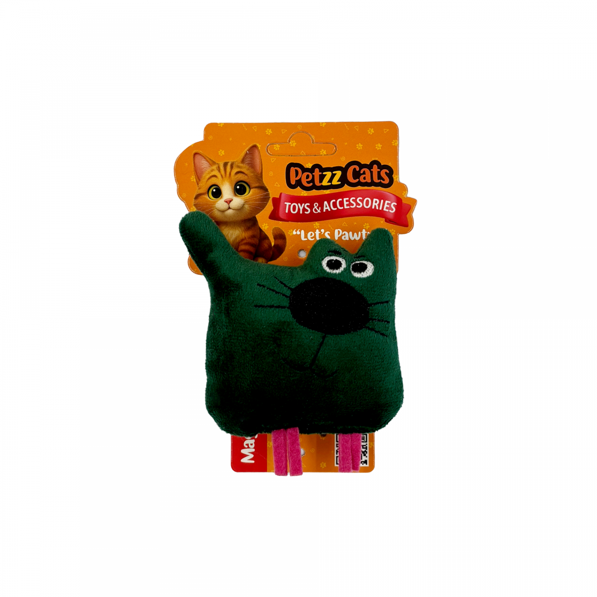 PetzzCats Kedy Matatabi ve Çıngırak Sesli Peluş Kedi Oyuncağı Yeşil 10x7 Cm