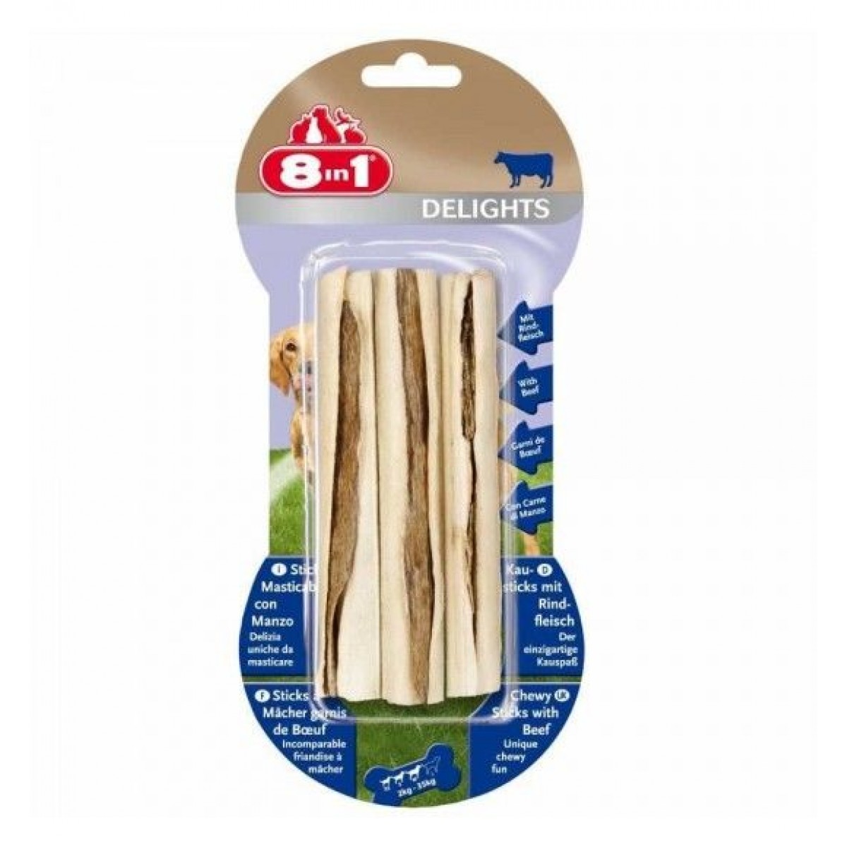 8in1 Delights Sticks Biftekli Köpek Kemik Ödülü 1 Adet 3x75 Gr