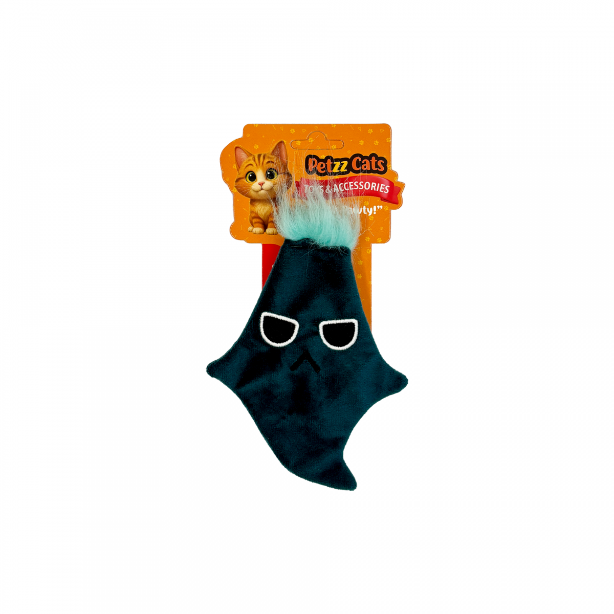 PetzzCats Ghost Matatabi ve Çıngırak Sesli Peluş Kedi Oyuncağı Yeşil 16x12 Cm