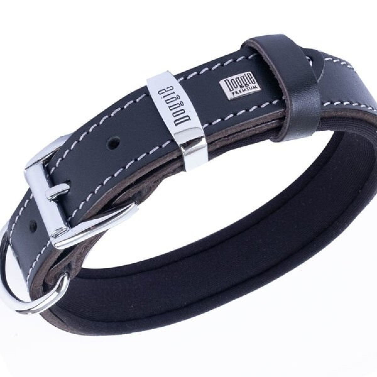 Doggie Comfort Deri Nazar Boncuklu Köpek Boyun Tasması Medium Siyah 2.5x37-45 Cm