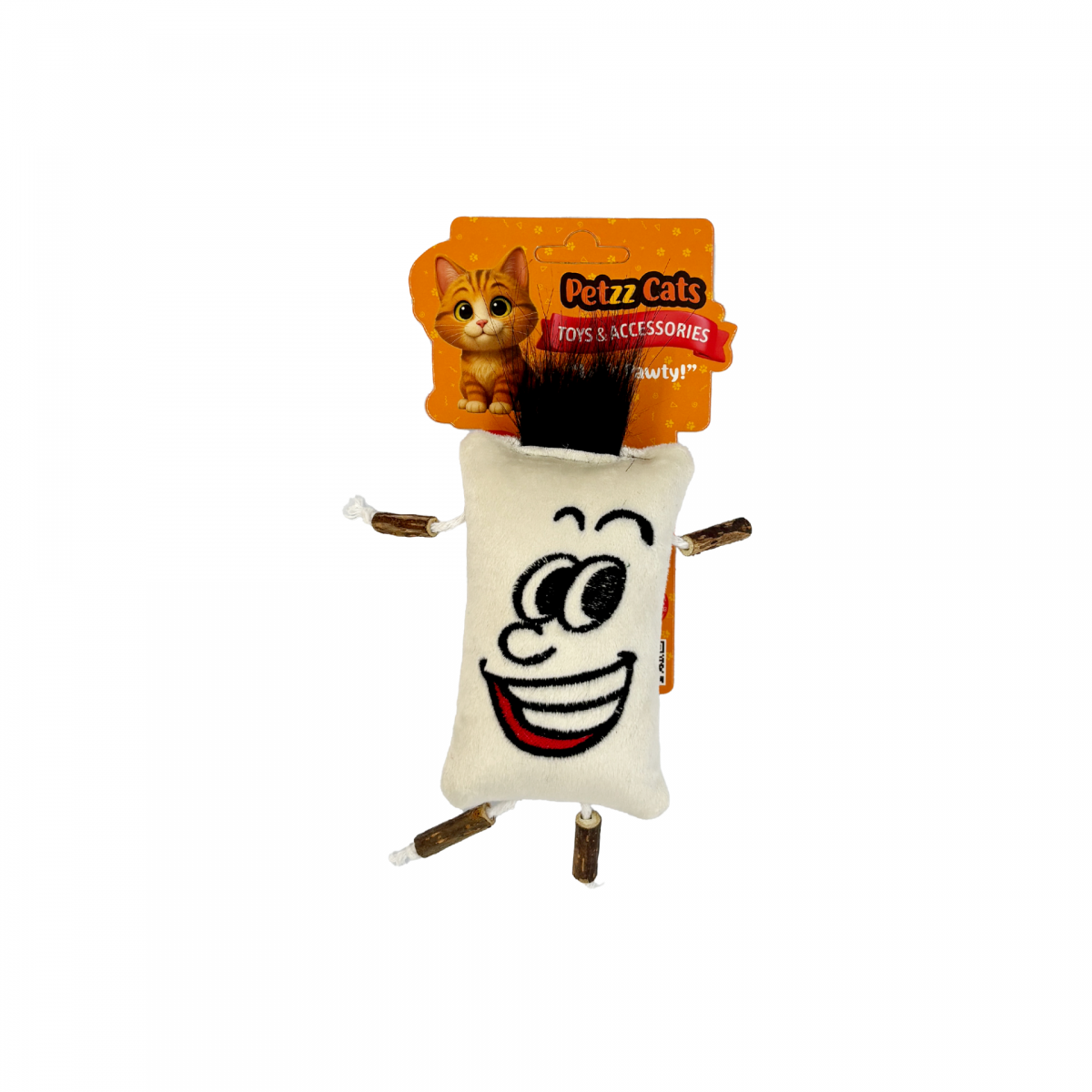 PetzzCats Mr.Mata Matatabi ve Çıngırak Sesli Peluş Kedi Oyuncağı Beyaz 15x12 Cm