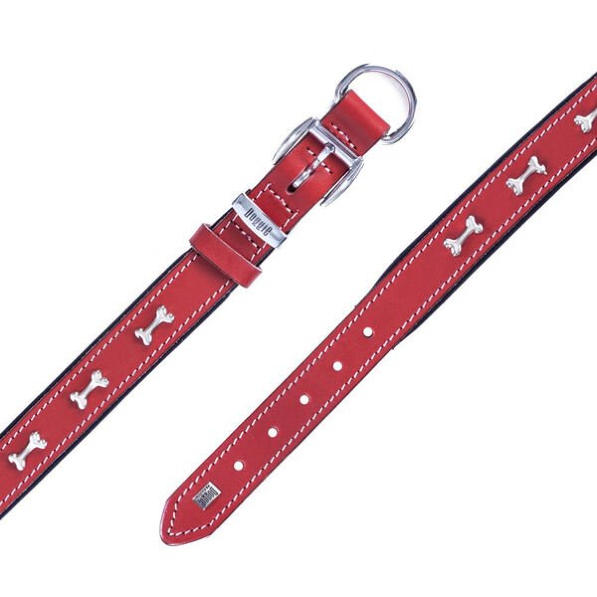 Doggie Comfort Deri Kemik Süslü Köpek Boyun Tasması Medium Kırmızı 2.5x37-45 Cm