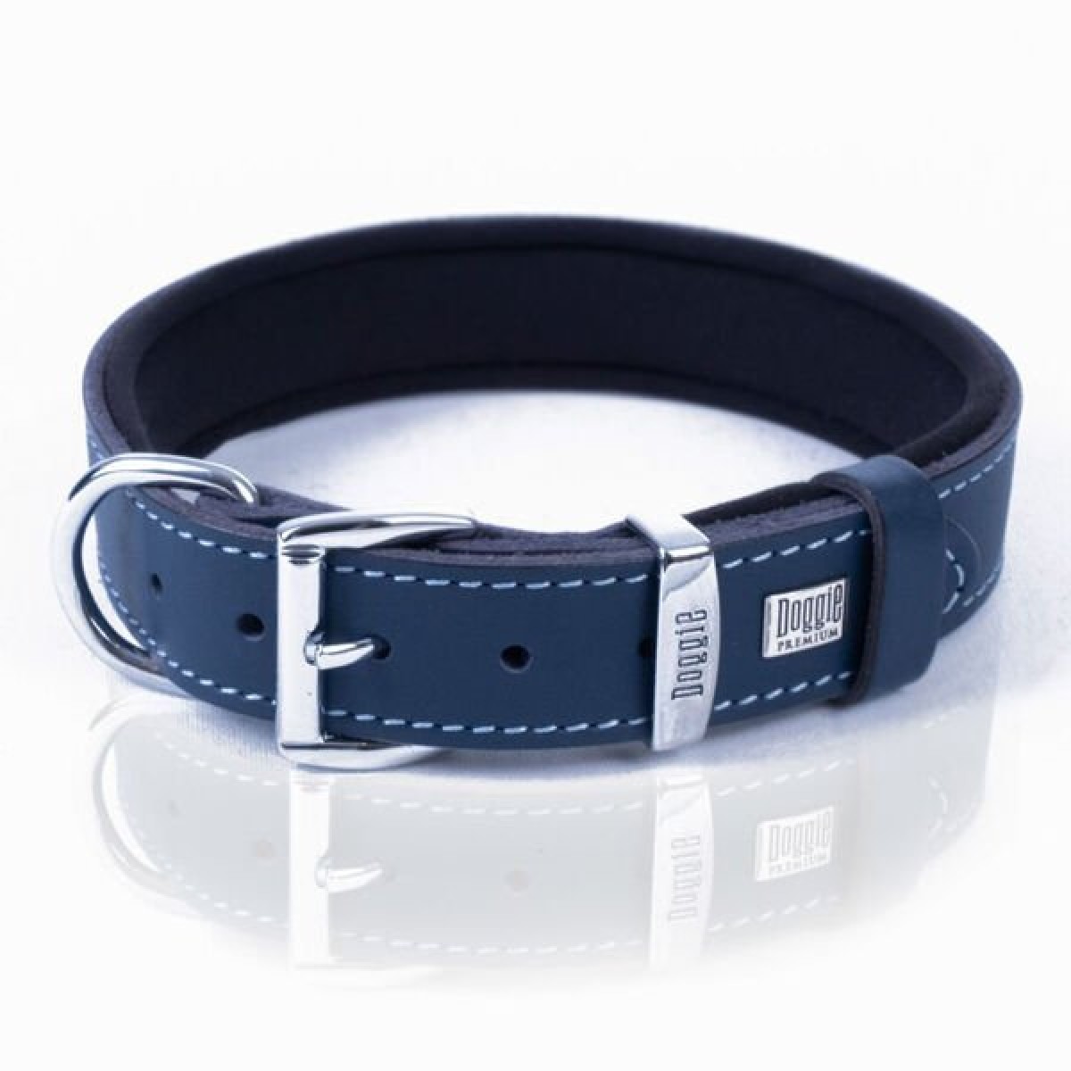 Doggie Comfort Deri Kemik Süslü Köpek Boyun Tasması Medium Mavi 3x42-50 Cm