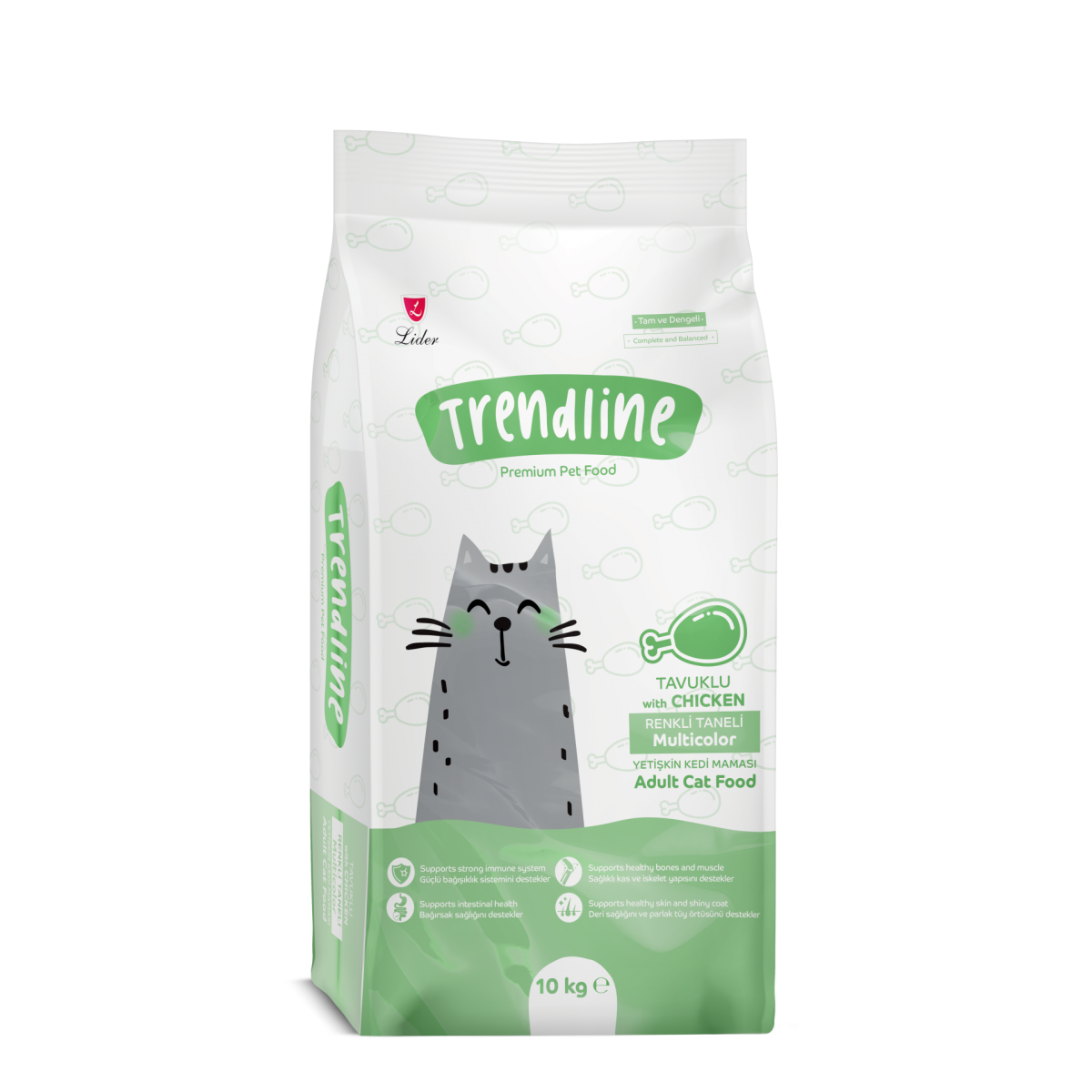 Trendline Adult Tavuklu Renkli Taneli Yetişkin Kedi Maması 10 Kg