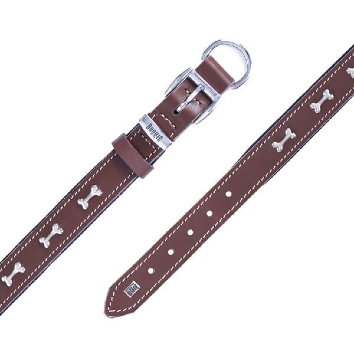 Doggie Comfort Deri Kemik Süslü Köpek Boyun Tasması Medium Kahverengi 2.5x37-45 Cm