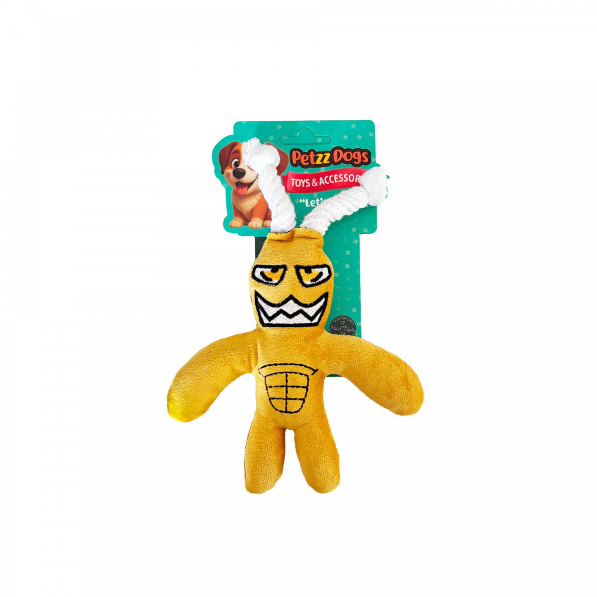 PetzzDogs Heady Sesli Dayanıklı Peluş Köpek Çiğneme Oyuncağı Sarı 22x16 Cm