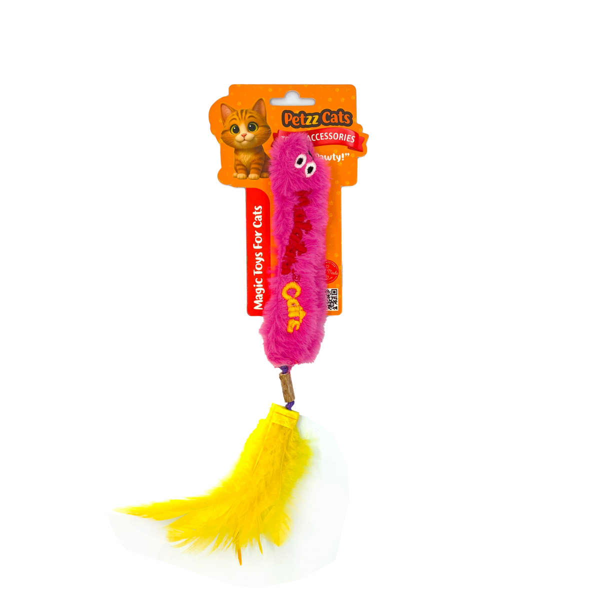 PetzzCats Worm Matatabi ve Çıngırak Sesli Peluş Kedi Oyuncağı Pembe 28x4 Cm