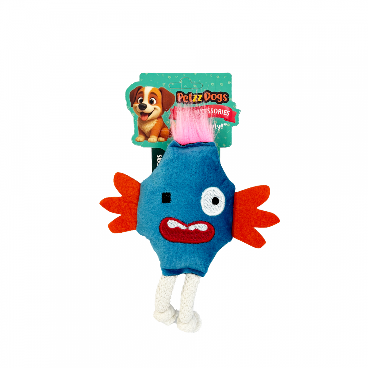 PetzzDogs Mad Sesli Dayanıklı Peluş Köpek Çiğneme Oyuncağı Mavi
