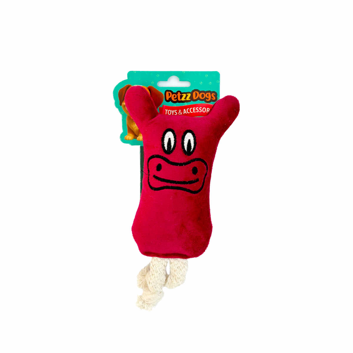 PetzzDogs Bull Sesli Dayanıklı Peluş Köpek Çiğneme Oyuncağı Bordo 16x18 Cm